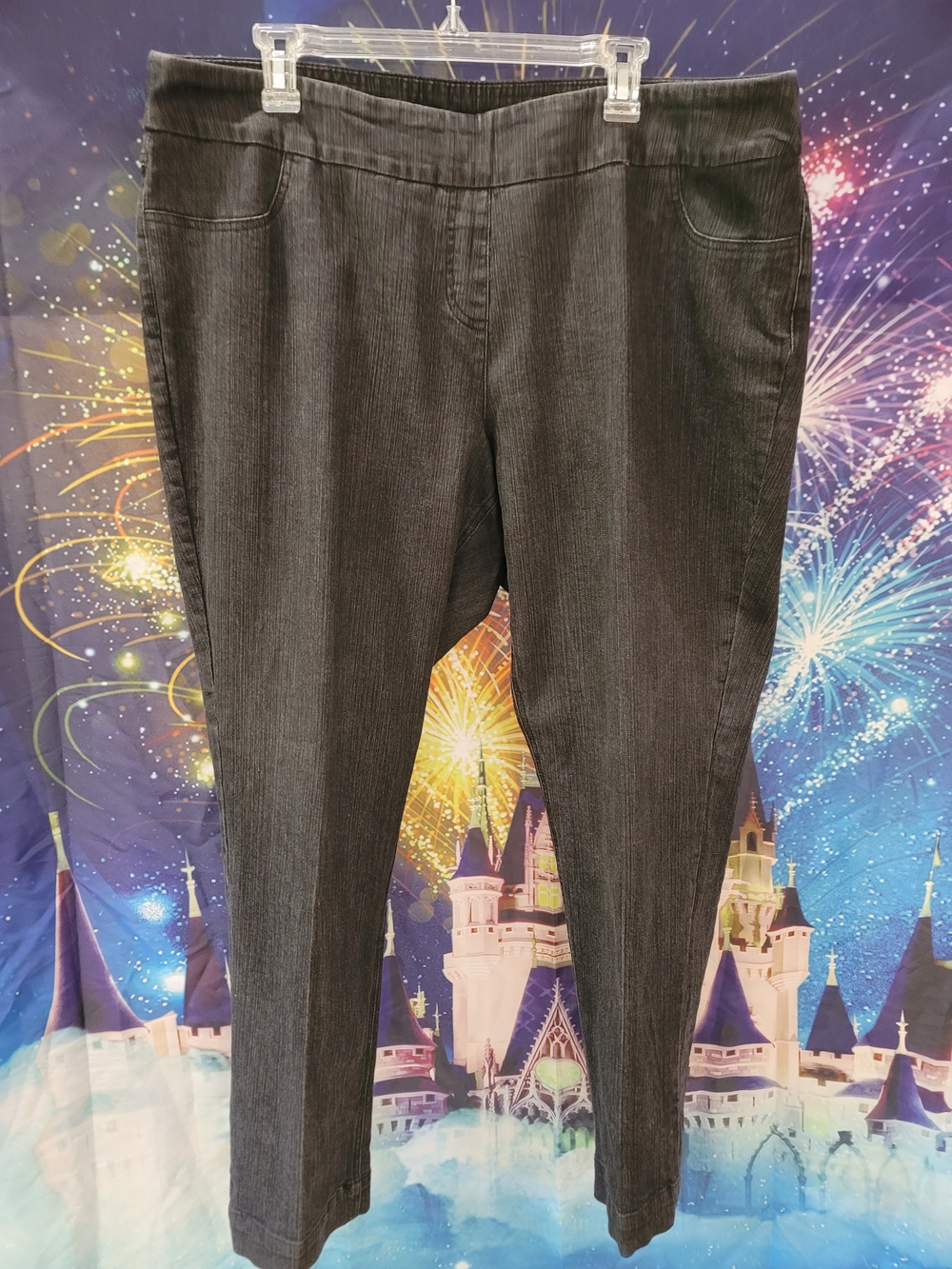 Slimsation By Multiples Dark Charcoal Pull-On Ankle Pants